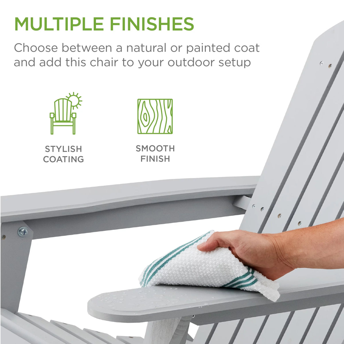 Folding Adirondack Chair Outdoor Wooden Accent Lounge Furniture 350lb Capacity Gray P462544