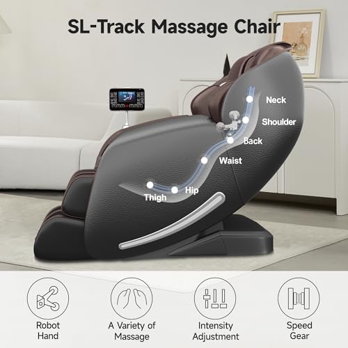 Brown Full Body Zero Gravity SL-Track Shiatsu Massage Recliner Chair O162528