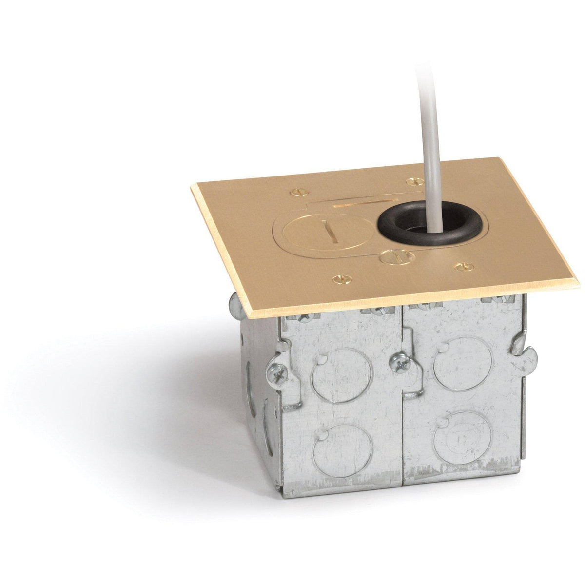 Brass Recessed Hybrid Single Gang Floor Box E99291