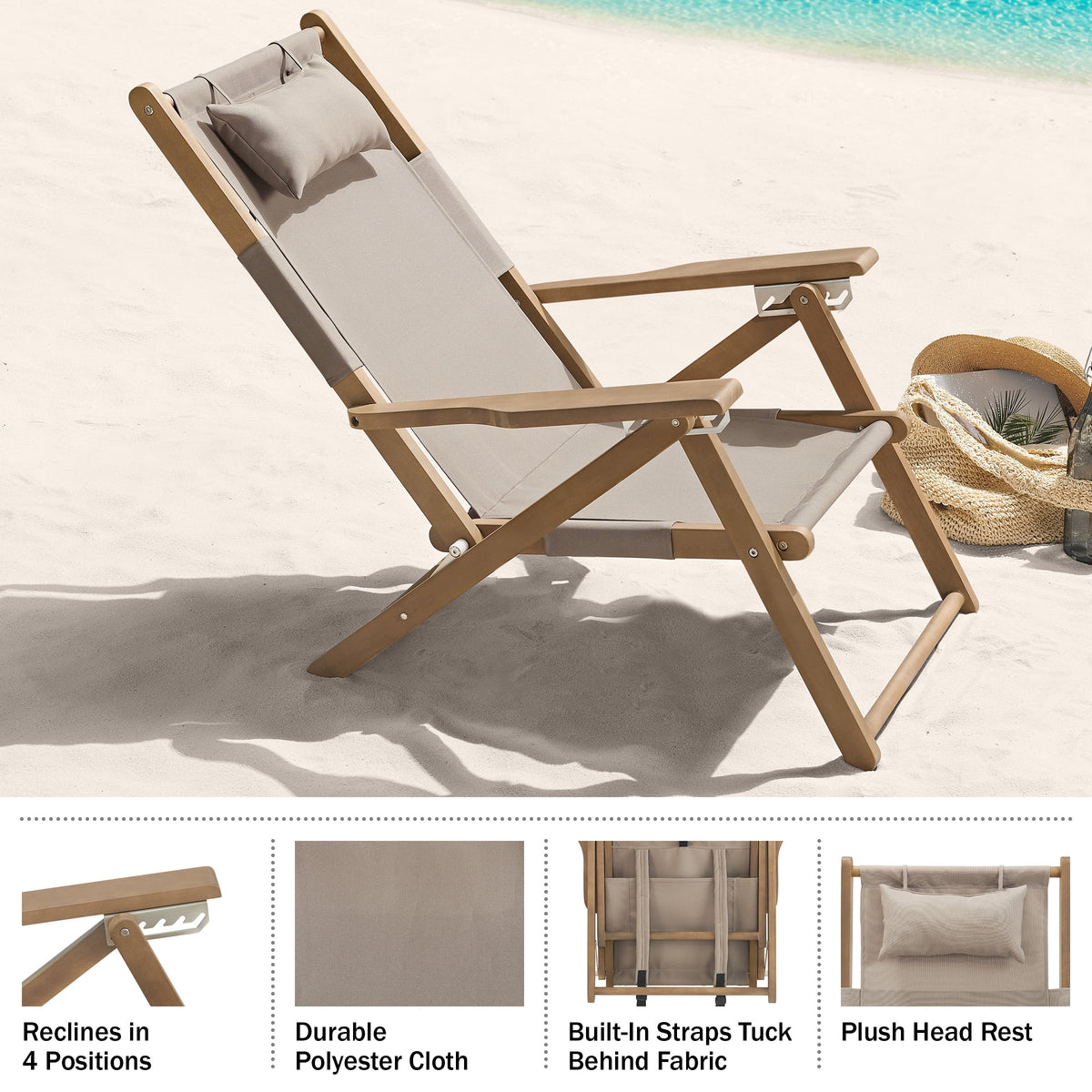 Folding Beach Chair with Carry Straps I24442