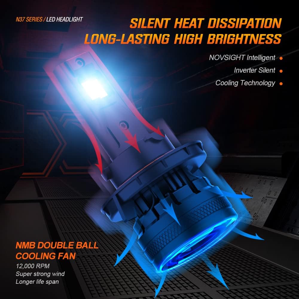 H13 9008 LED Headlight Bulbs, 22000LM 120W, 6500K Cool White IP68 Waterproof, Pack of 2 D998059