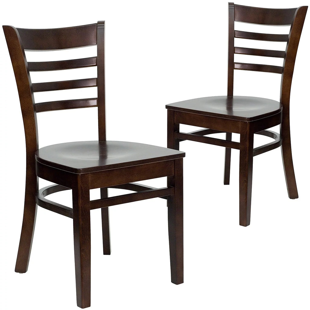 2 Pack Ladder Back Walnut Wood Chair K446229
