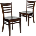 2 Pack Ladder Back Walnut Wood Chair K446229