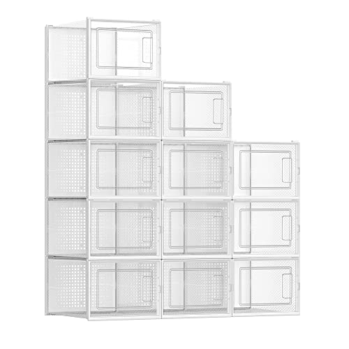 Pack of 12 Clear Plastic Stackable Shoe Storage Boxes R9256