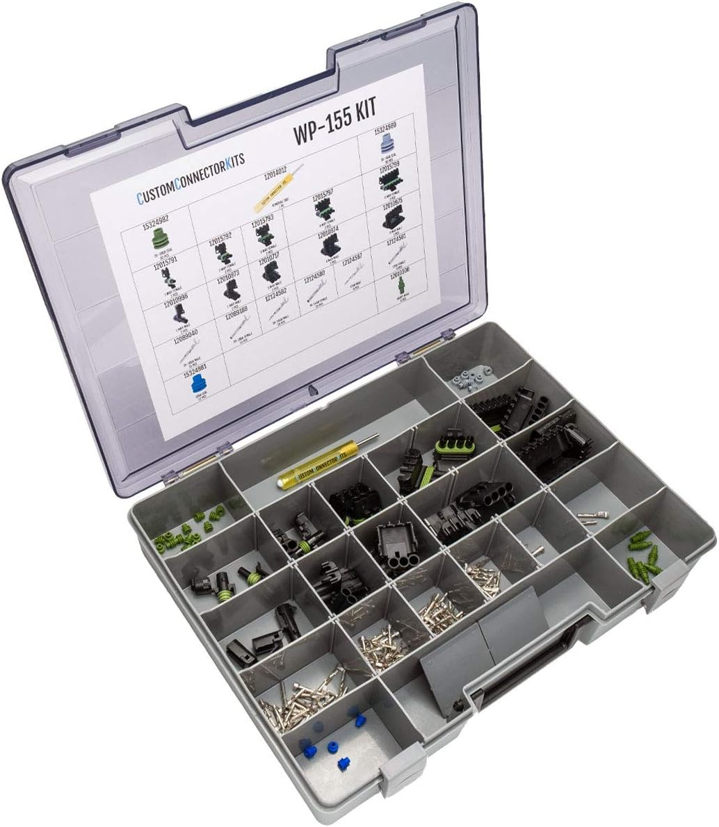 155 Piece Sealed Weatherproof Automotive Electrical Connector Kit with Crimp Tool O239496