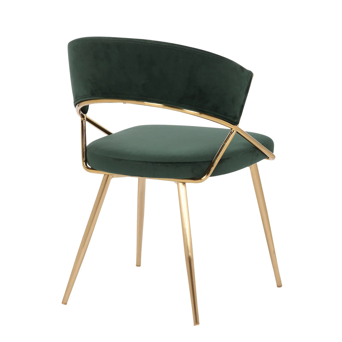 Gold Steel and Green Velvet Dining Chair Set of 2 Q235