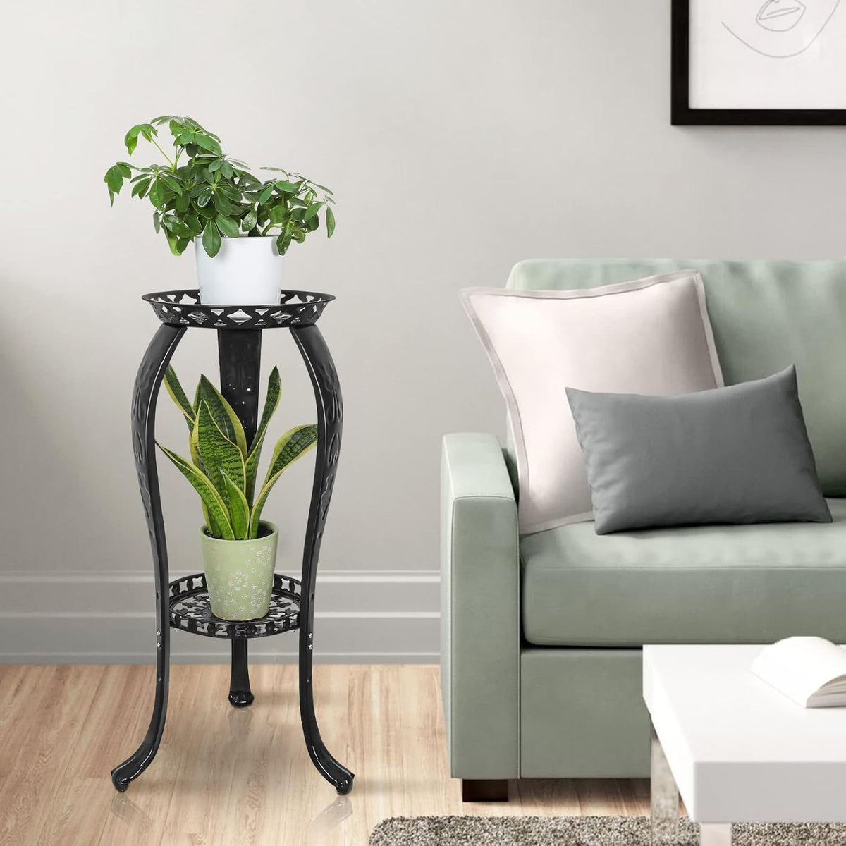 2-Pack Black Metal Plant Stand A1196