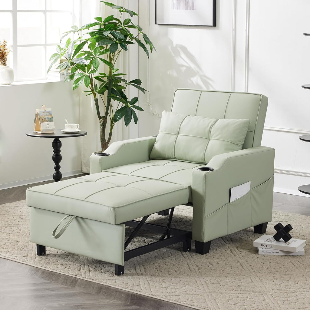 Mint Green PU Leather Sleeper Chair Sofa Bed X380
