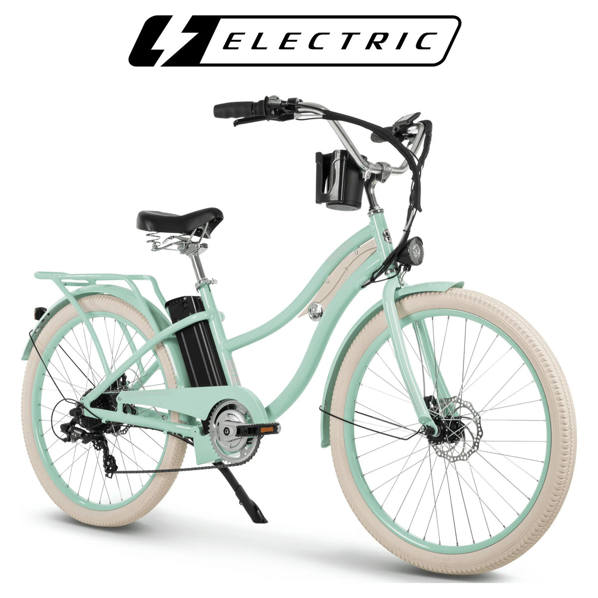 26-in 7-Spd Electric Cruiser Bike, Mint Green, 36V, 350W A9748