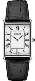 Square Black Leather Watch M504