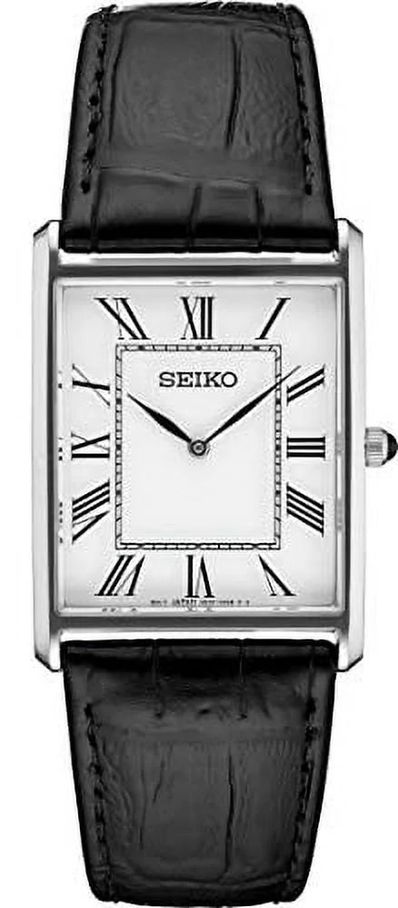 Square Black Leather Watch M504