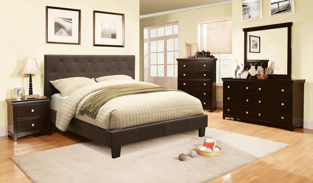 King Tufted Platform Bed in Gray Y181549