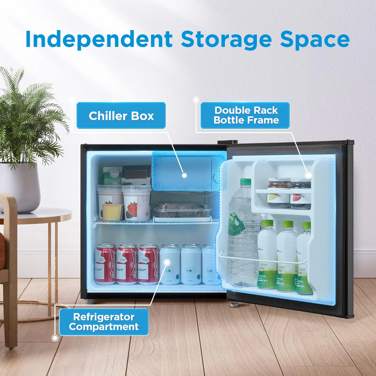 Compact Single Reversible Door Refrigerator, 1.6 Cubic Feet, Black I87460