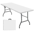 White 4 ft Portable Folding Table with Carrying Handle N46881