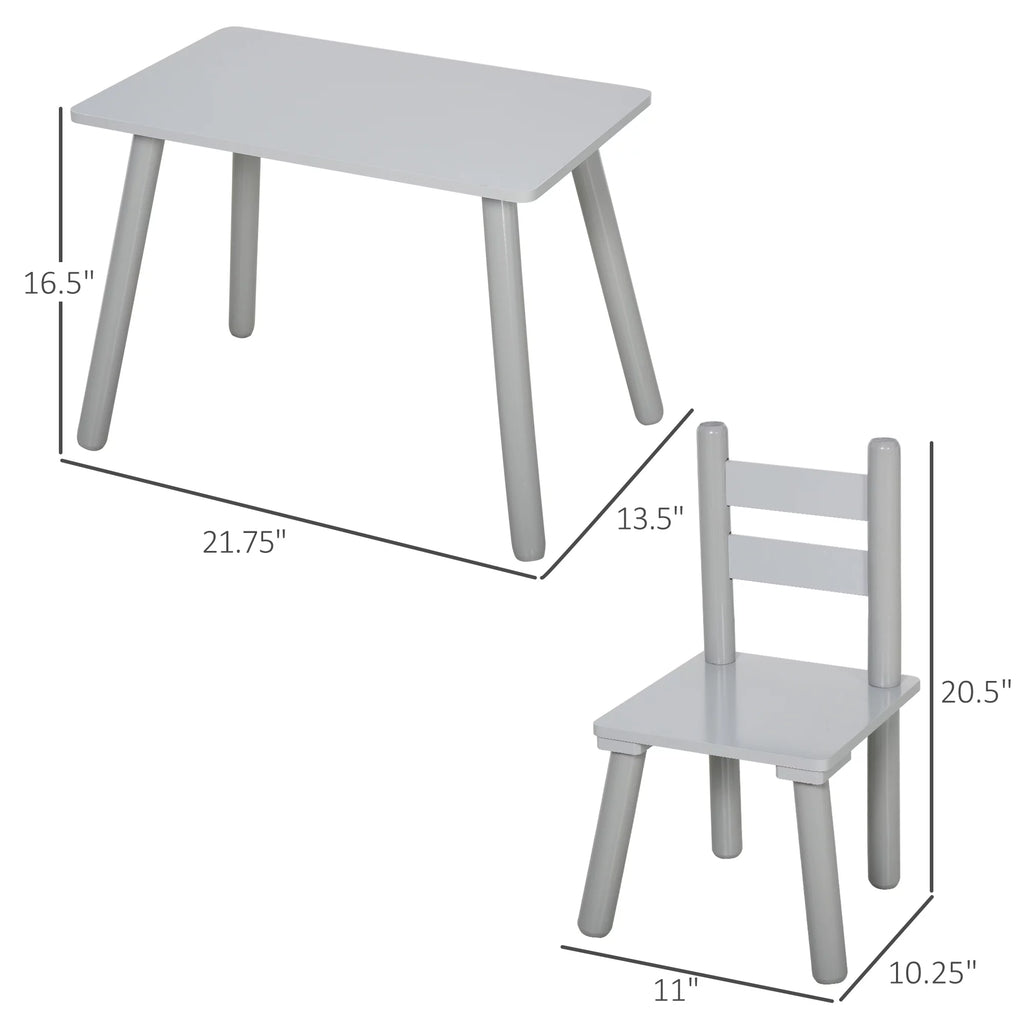 3-Piece Kids Wooden Table Chairs Set S7005