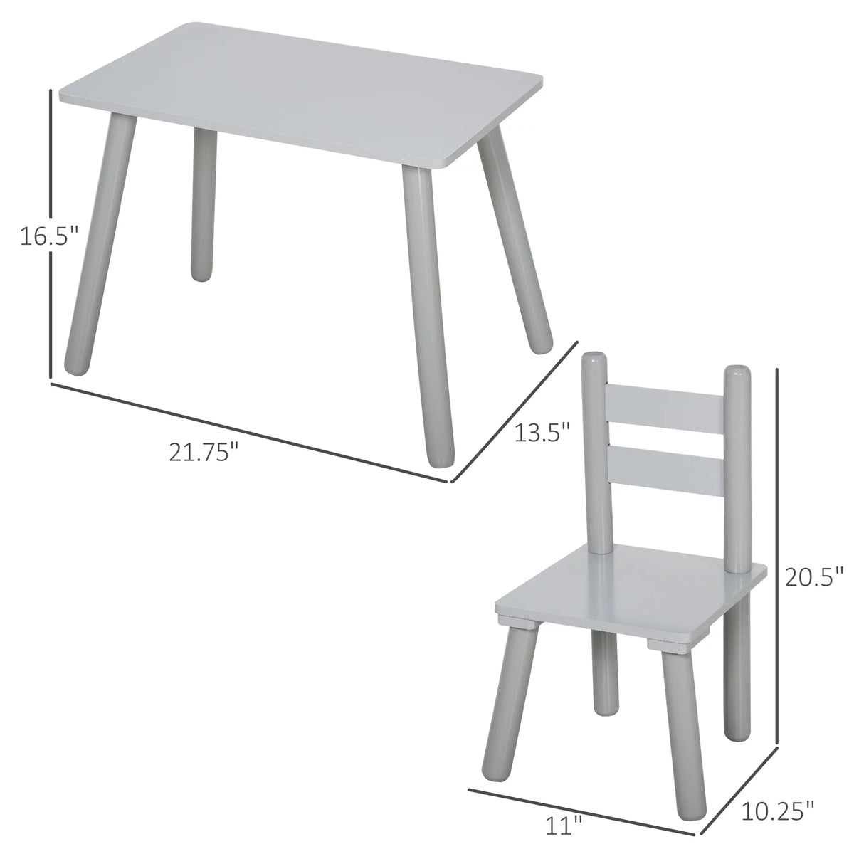 3-Piece Kids Wooden Table Chairs Set S7005