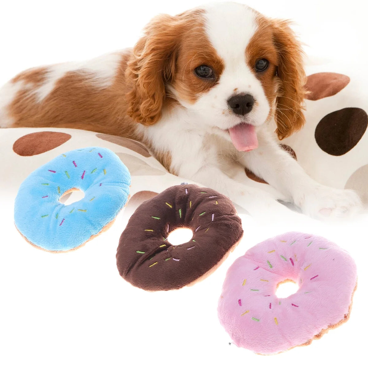 Squeaky Plush Donut Dog Toy M6463