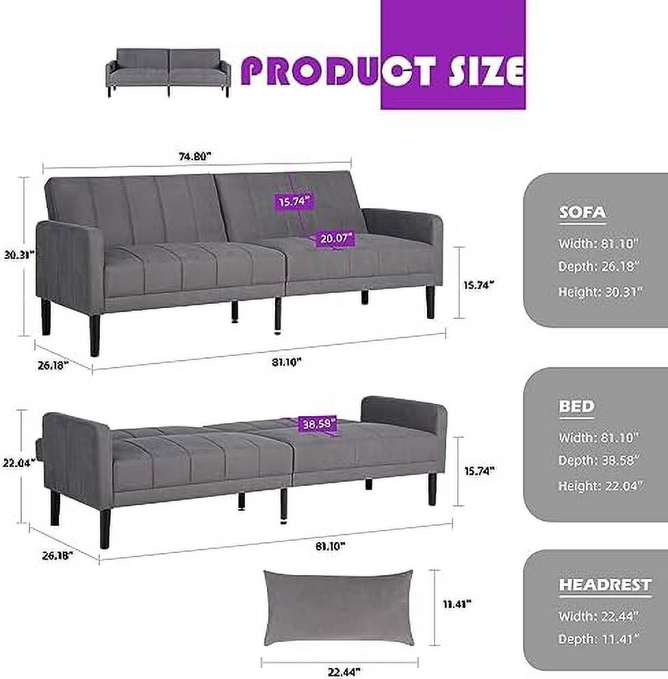 Button Tufted Upholstered Sofa Couch with 2 USB Charging Ports G2746
