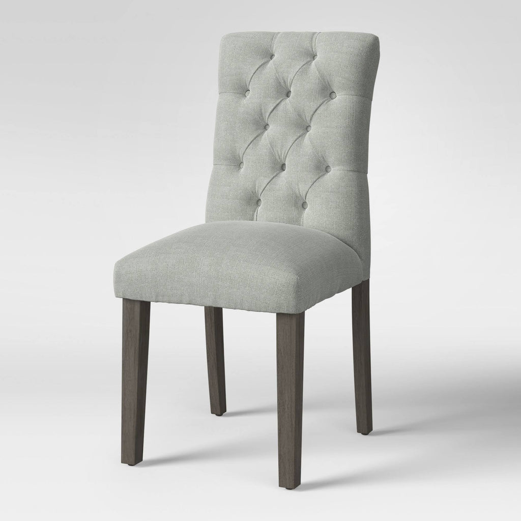Tufted Dining Chair Gray Wood Finish H4761