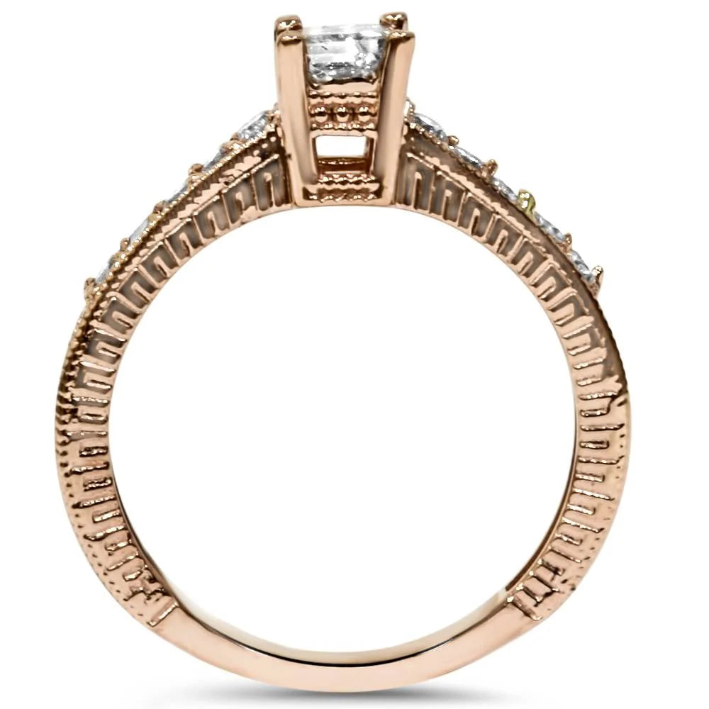 14K Rose Gold Princess Cut Diamond Engagement Ring D64431