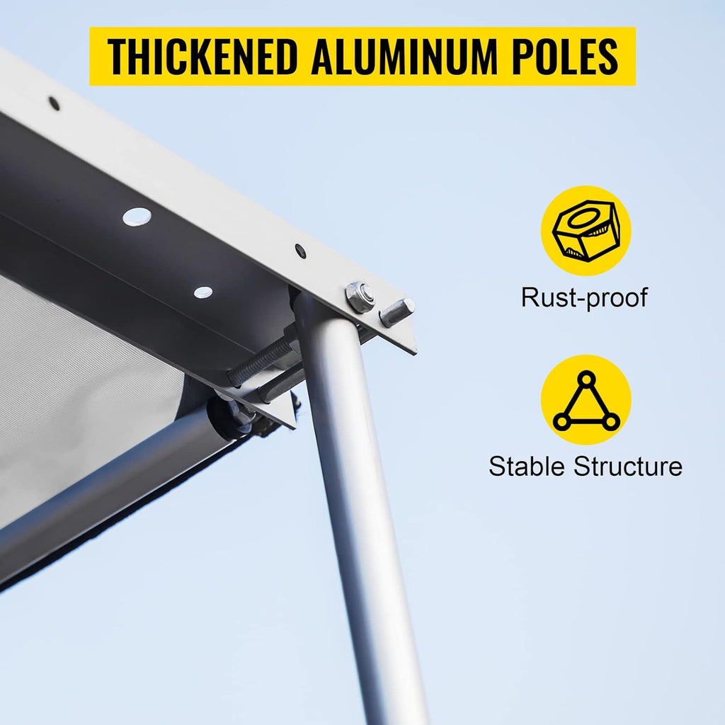 Car Side Awning, 7.6'x8.2', Retractable Waterproof UV50+ with Carry Bag, Grey M50724