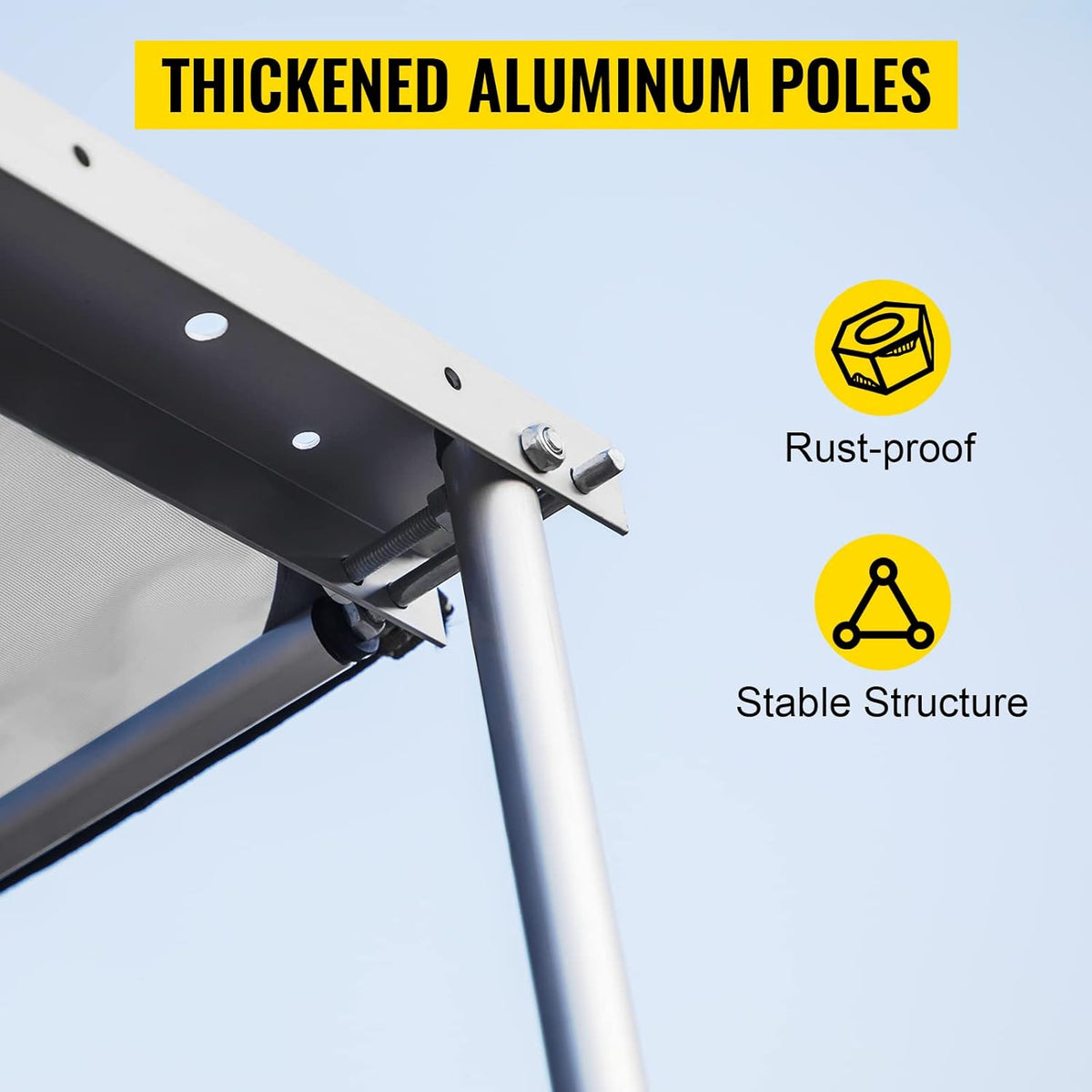 Car Side Awning, 7.6'x8.2', Retractable Waterproof UV50+ with Carry Bag, Grey M50724