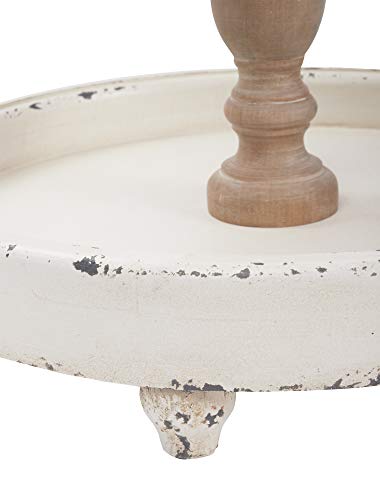 Distressed White 3 Tiered Wood Tray Stand Y53537