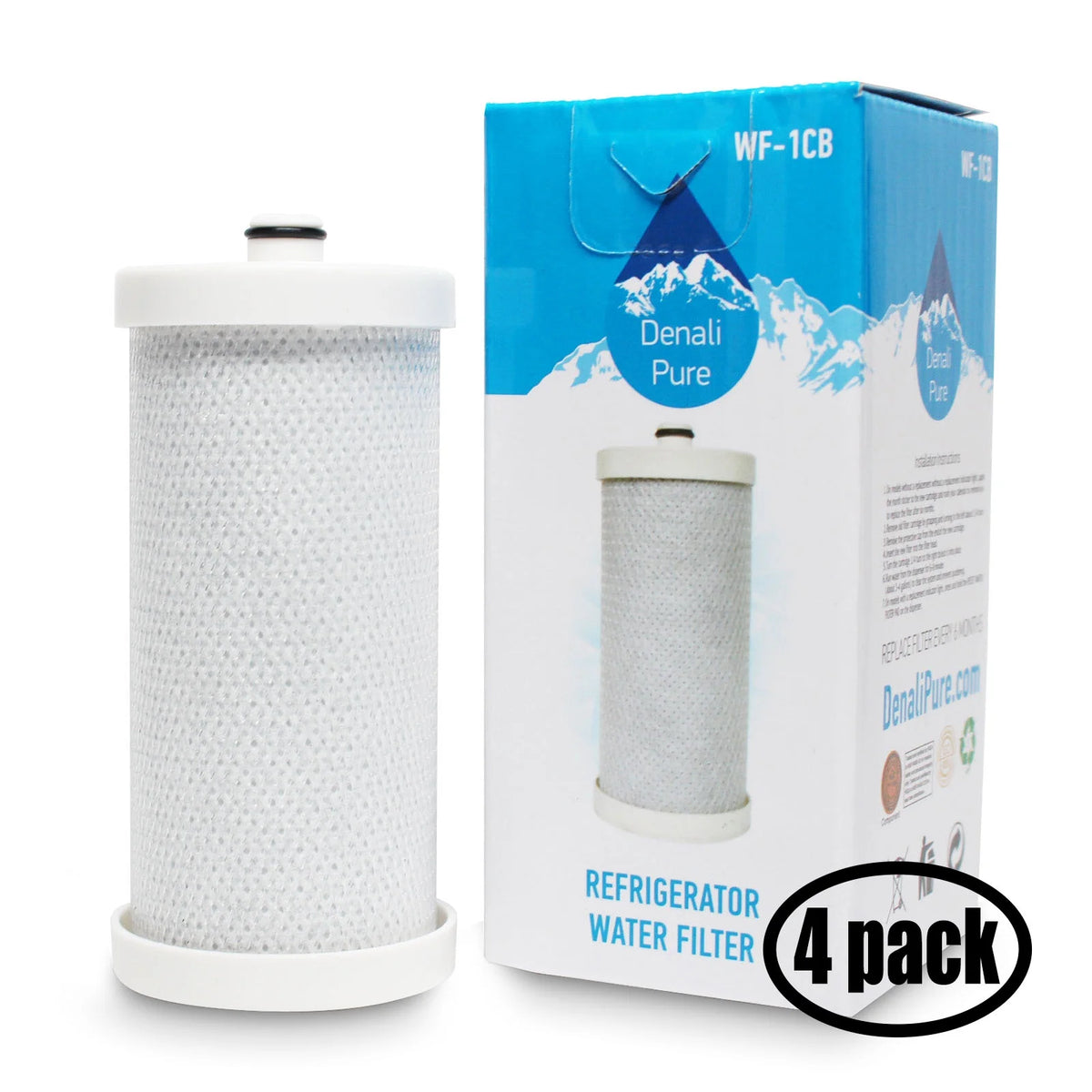 4-Pack Refrigerator Water Filter Cartridge D322