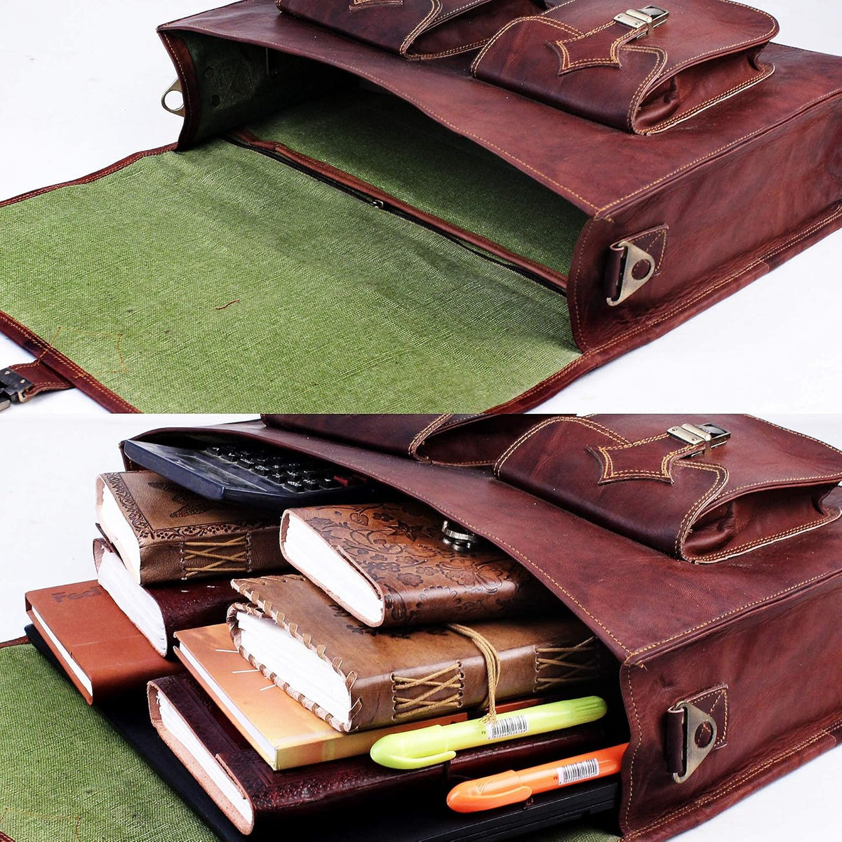 Vintage Full Grain Leather Laptop Messenger Bag 18 inches M986