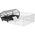 Rolling Metal Small Animal Hutch Cage with Main House and Run E7207