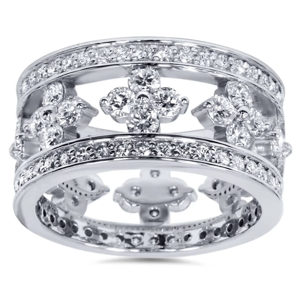 3ct Diamond Vintage Style Eternity Ring 14K White Gold M8971