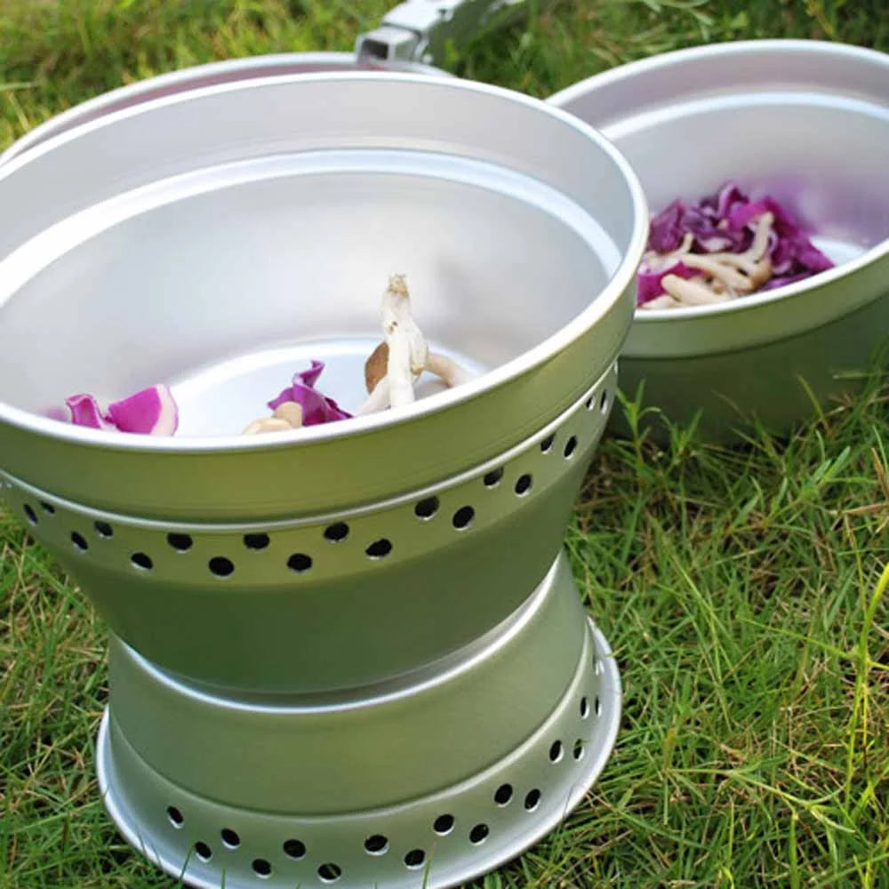 Portable Camping Cookware Mess Kit with Stand Pot Pan Cooking Set J9138