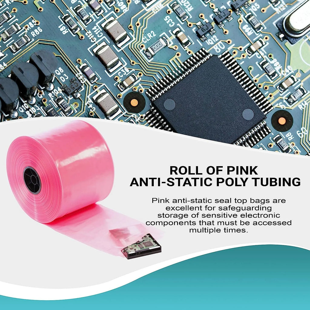 Pink Anti-Static Poly Tubing 24" x 500 6 mil F534