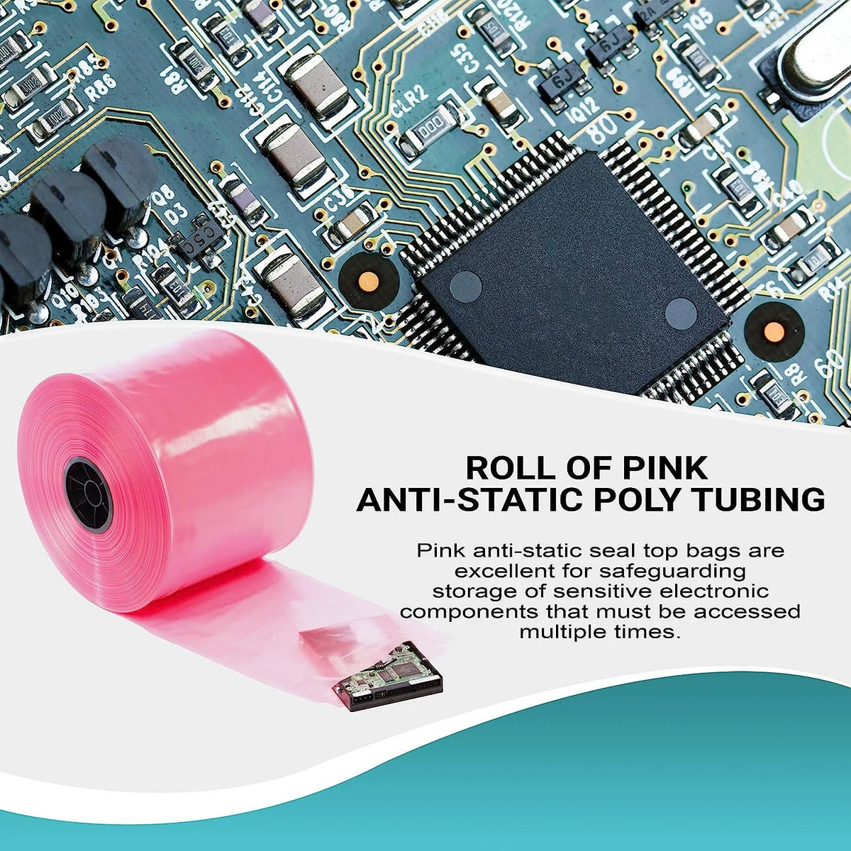 Pink Anti-Static Poly Tubing 24" x 500 6 mil F534