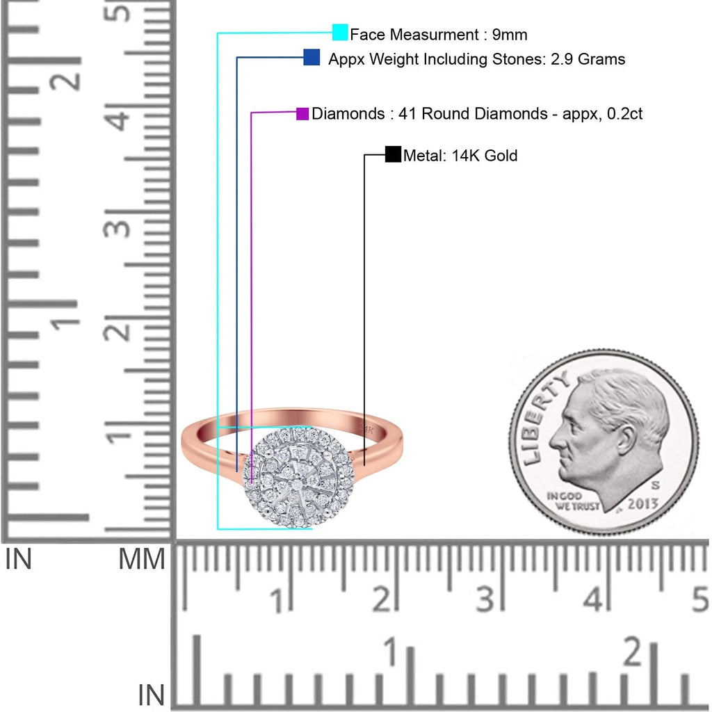 14K Rose Gold Diamond Engagement Ring Size 5 A7002