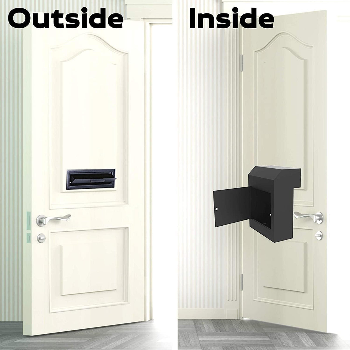 Through The Door Locking Steel Mailbox with Rear Access (Black) J76688