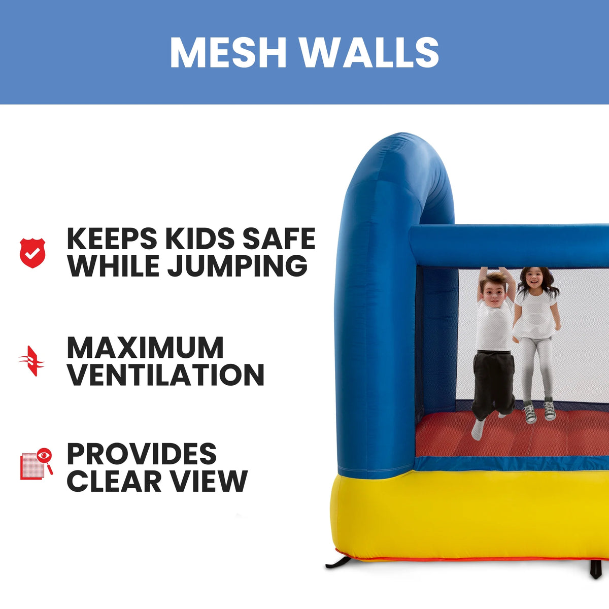 Inflatable Bounce House with Heavy Duty Blower, Ground Stakes, Repair Patches and Storage Bag A85202
