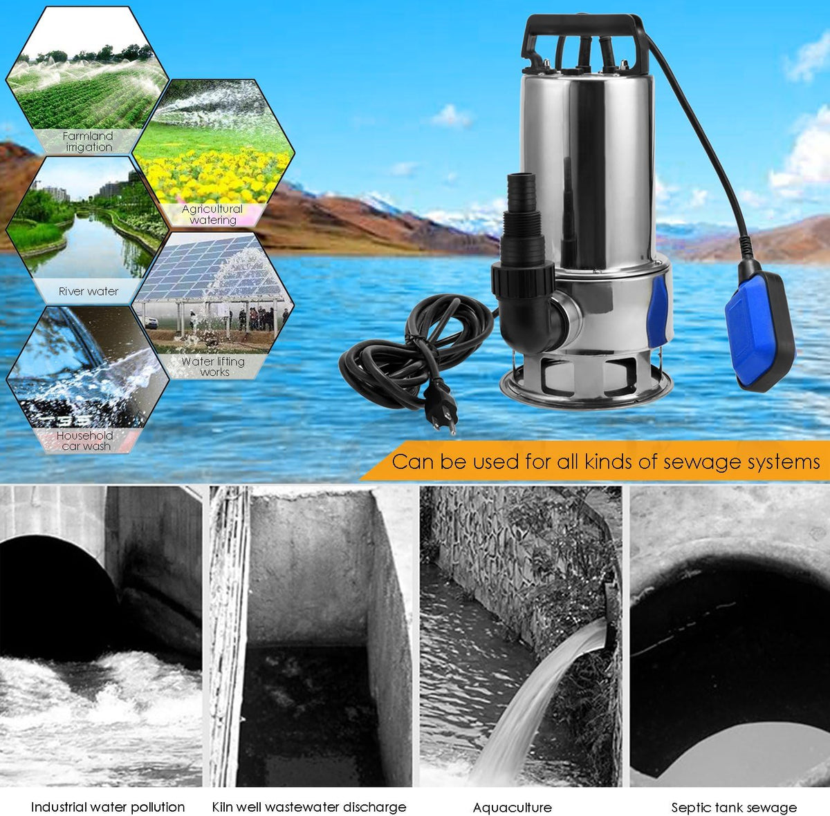 1.5 HP Stainless Steel Submersible Sump Pump D622