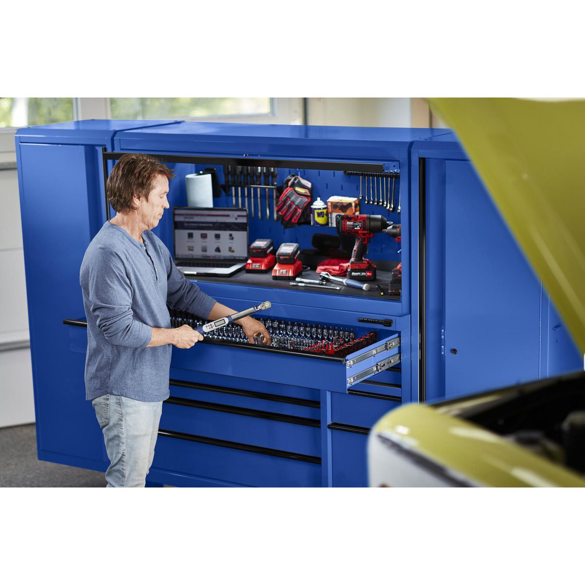 56 in. x 22 in. Blue Work Center Hutch M571574