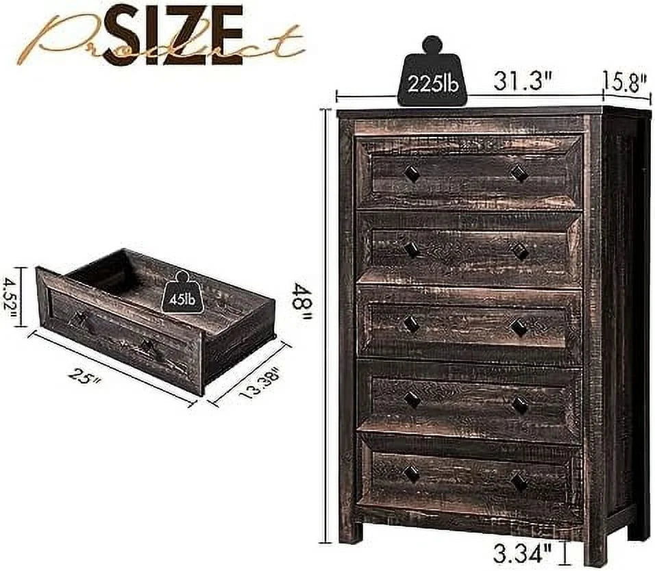 5 Drawer Wood Dresser P46681