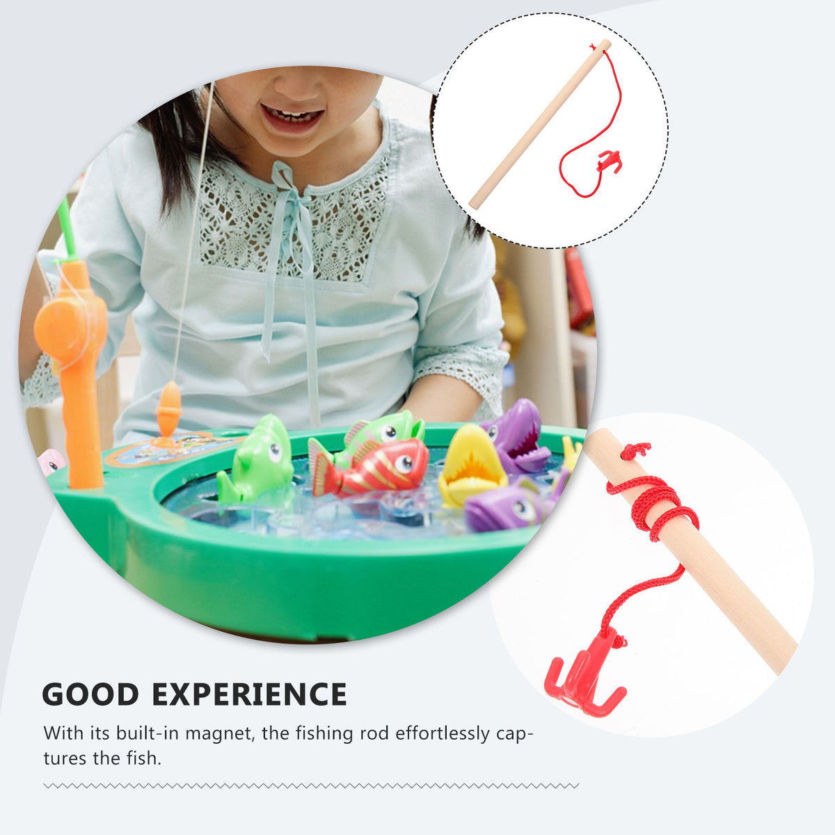 4pcs Wooden Magnetic Fishing Rod Toys L96328
