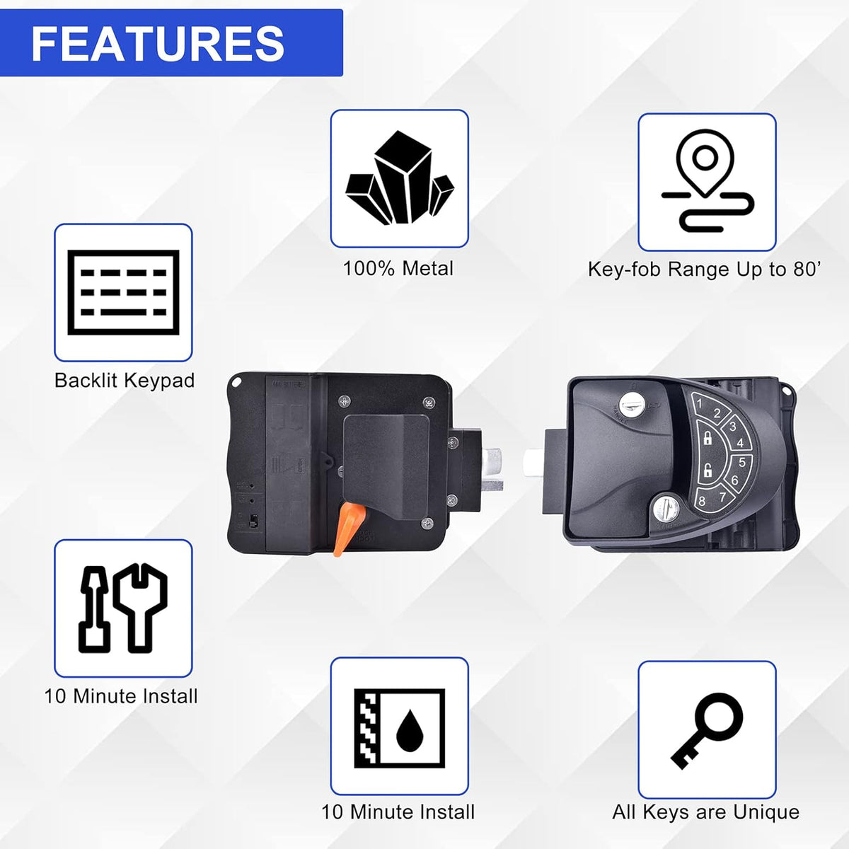 Waterproof Shockproof Metal RV Door Lock with Keypad G110531