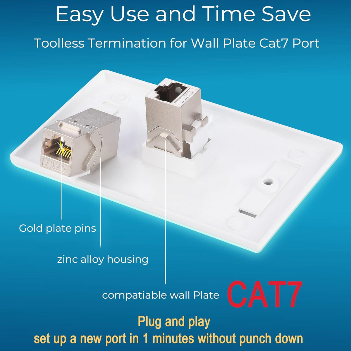 Cat7 Shielded RJ45 Keystone Jack 10 PCS M871