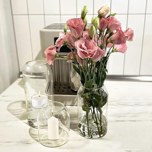 Clear Ribbed Glass Vase, 7.87 Inches M9706