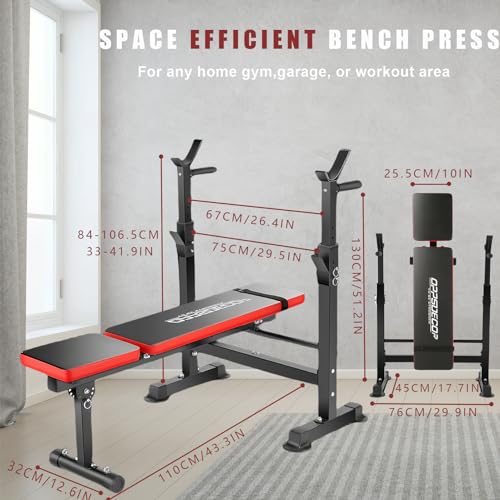 Adjustable 6 in 1 Weight Bench with Squat Barbell Rack U891