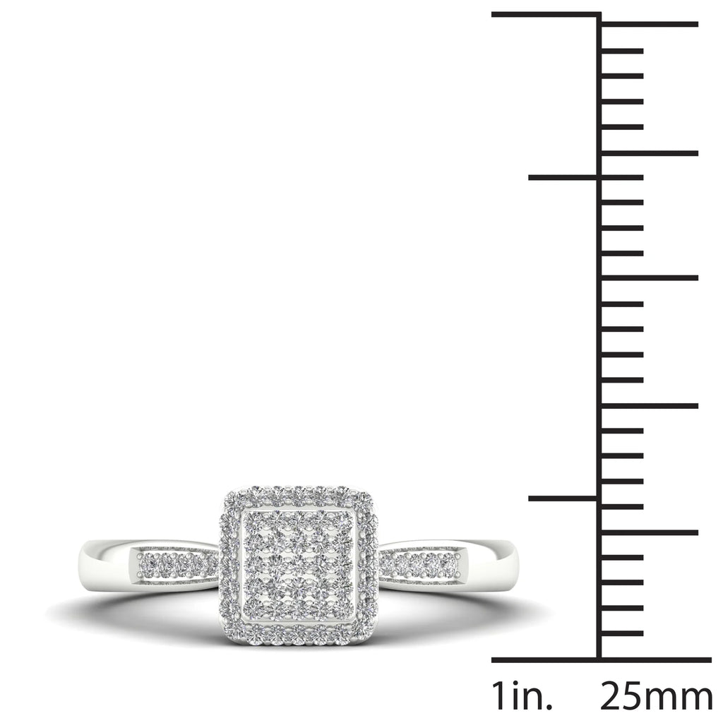 Sterling Silver Square Shape Engagement Ring Y751006