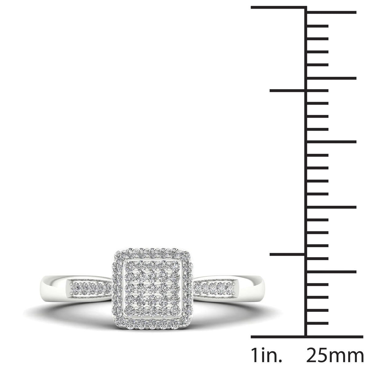 Sterling Silver Square Shape Engagement Ring Y751006