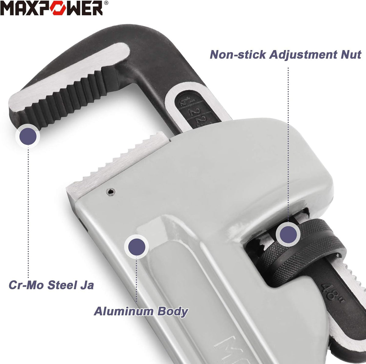 48-inch Aluminum Straight Pipe Wrench T444779