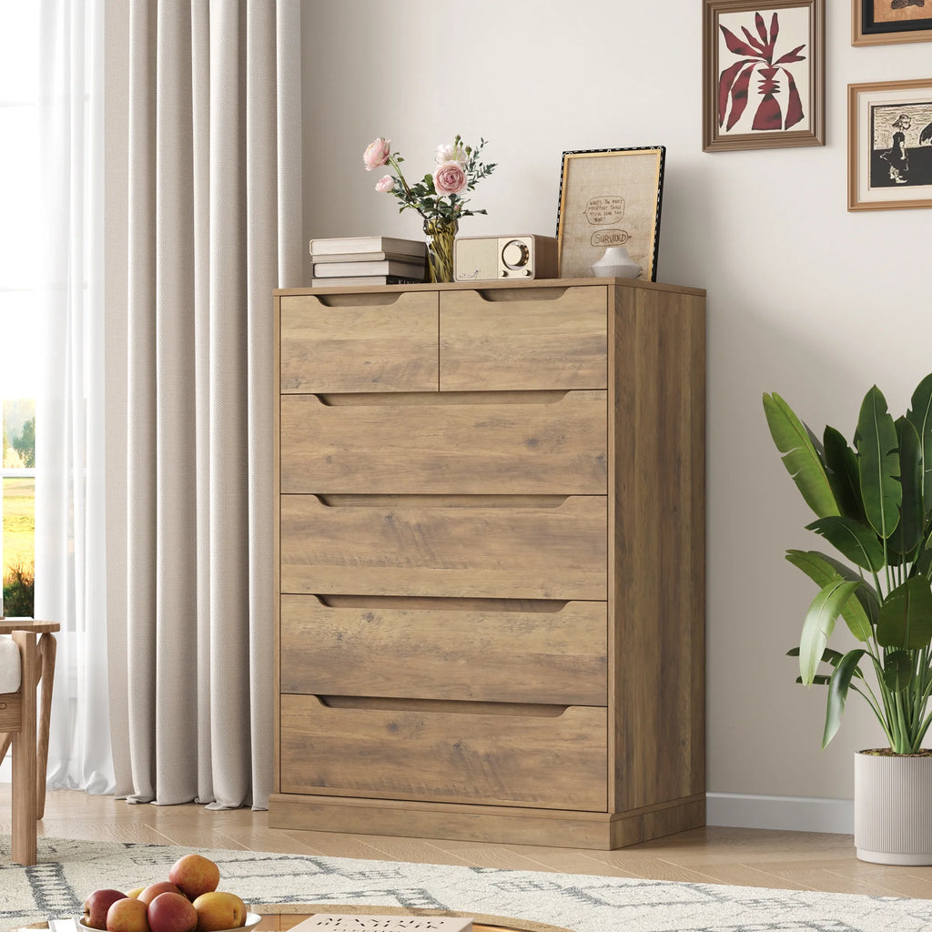 White 6 Drawer Wood Dresser S5965