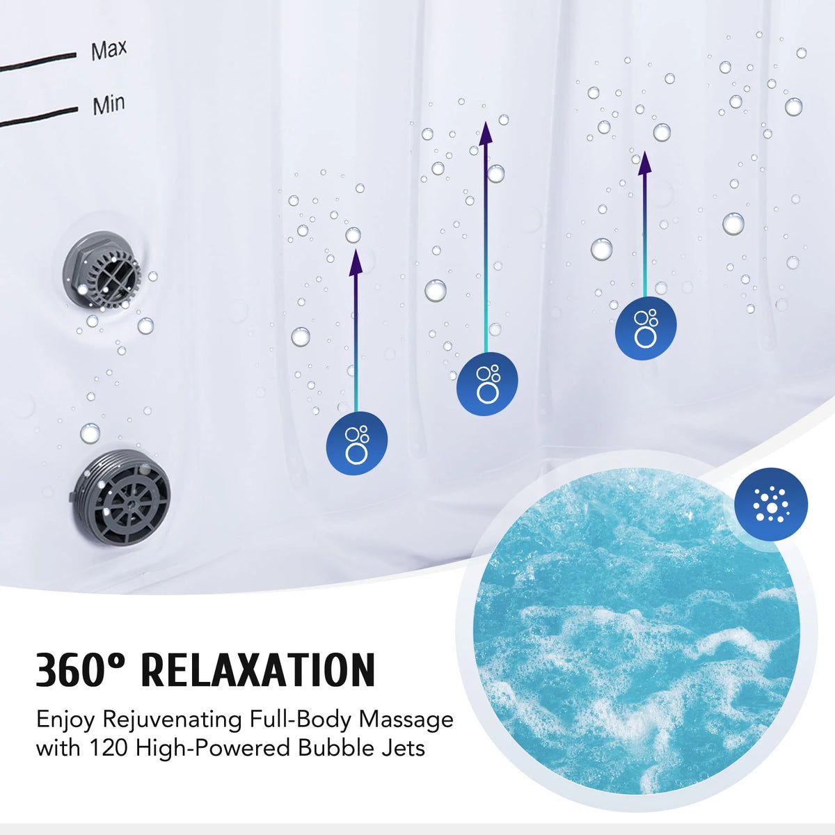 4 Person 6ft Inflatable Hot Tub Pool with Massage Jets P627107